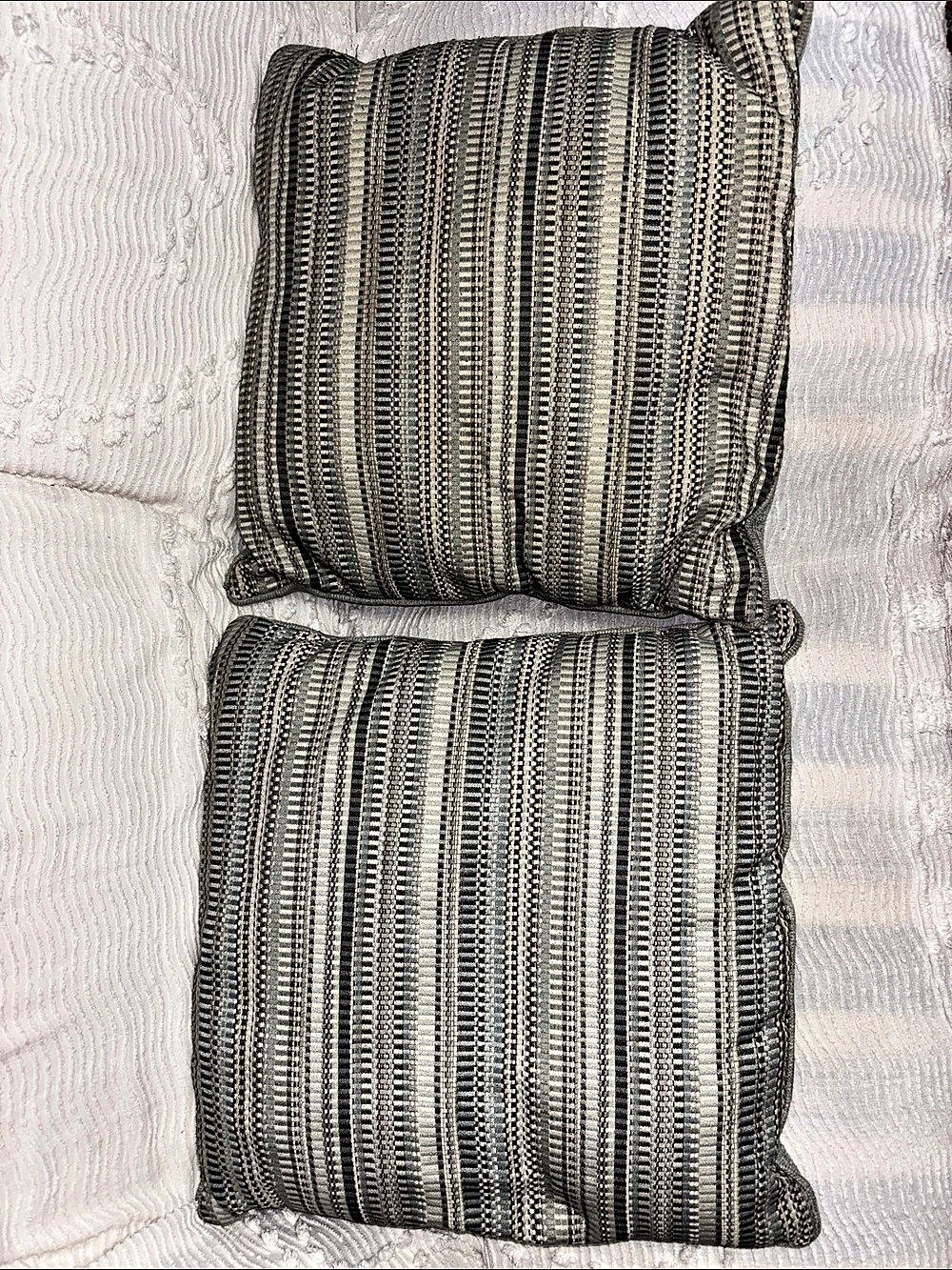 Striped Gray & Blue Accent Pillows